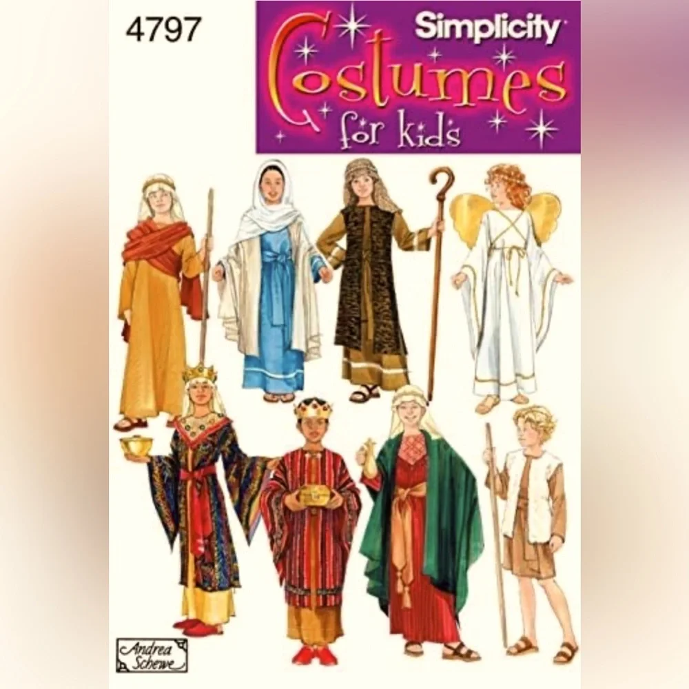 Simplicity 4797 Kids Nativity Characters Uncut Sewing Pattern (S,M,L)